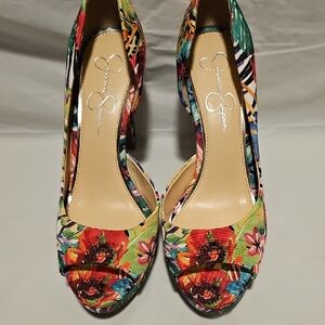 Jessica Simpson Multicolor Floral Heels